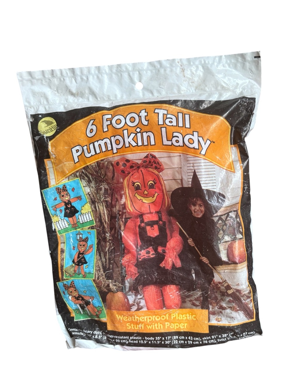 Vintage 1997 SunHill 6 Foot Tall Pumpkin Lady yard decoration